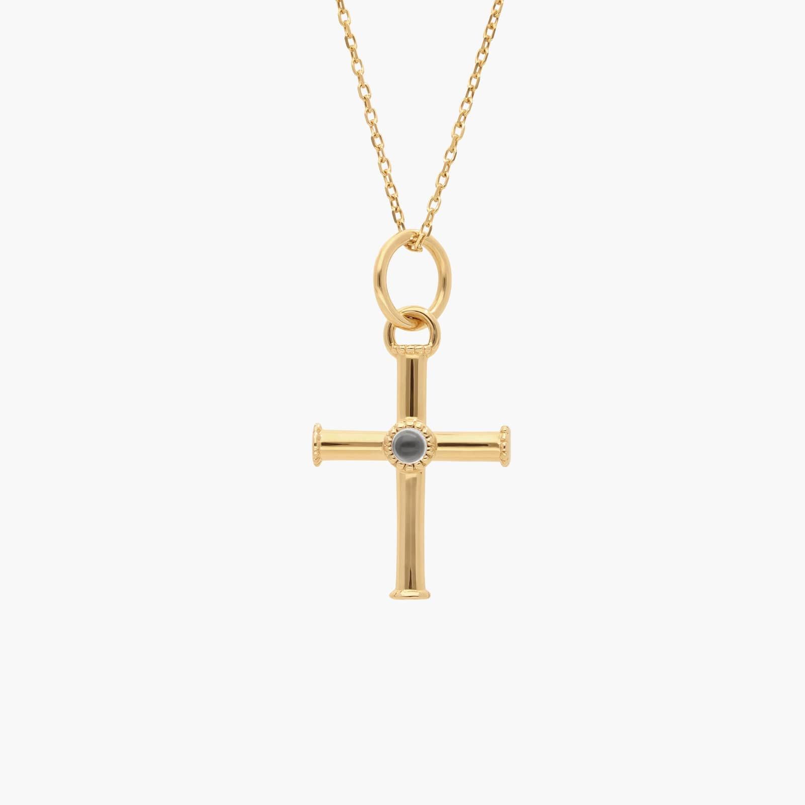 Monica Rich Kosann Cross Charm with White Topaz in 18k Yellow Gold