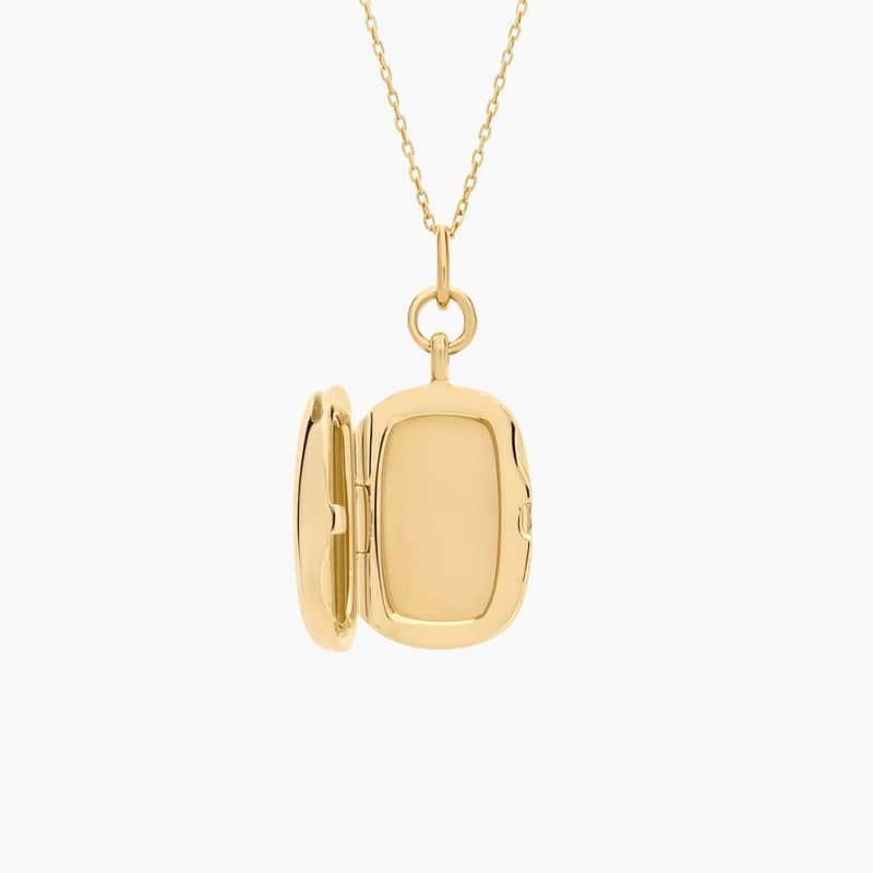 Monica Rich Kosann Rectangular Locket with Round Emerald in 18k Yellow Gold