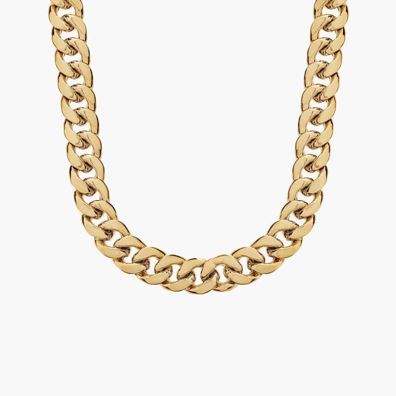 24" Men's Semi-Solid Miami Cuban Chain in 14K Yellow Gold (7.3 mm)