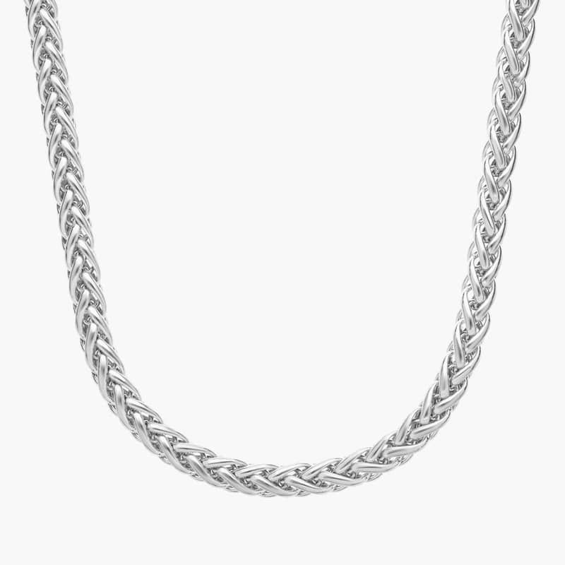 Wheat Chain Necklace in 14k White Gold (4.3 mm)