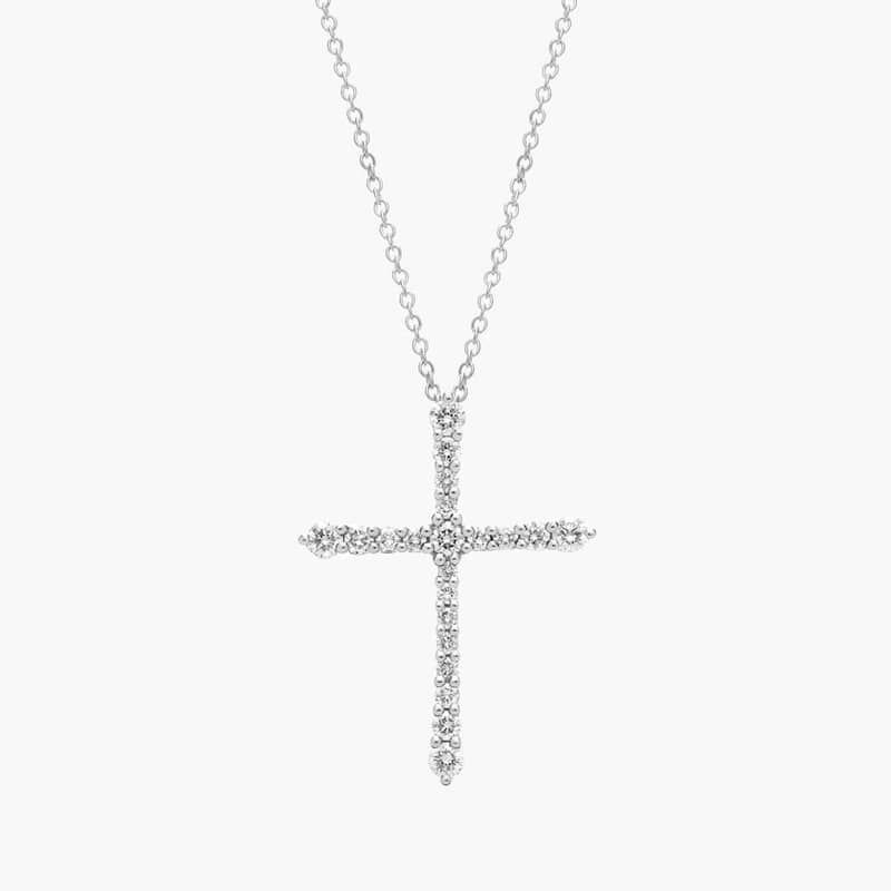 Tapered Diamond Cross Pendant in 14k White Gold (1/2 ct. tw.)