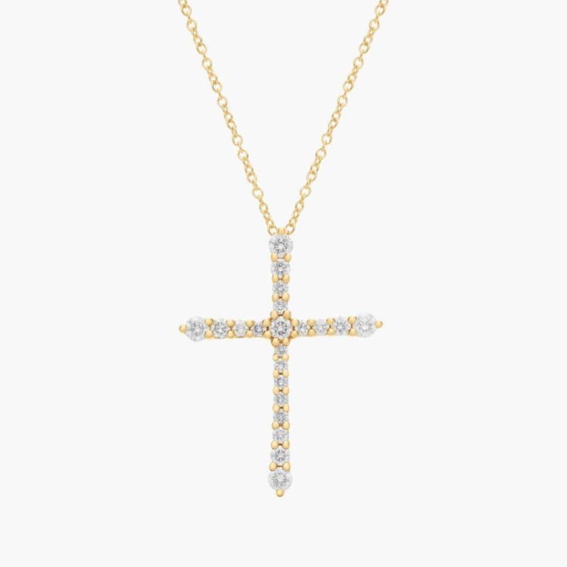 Tapered Diamond Cross Pendant in 14k Yellow Gold (1/2 ct. tw.)