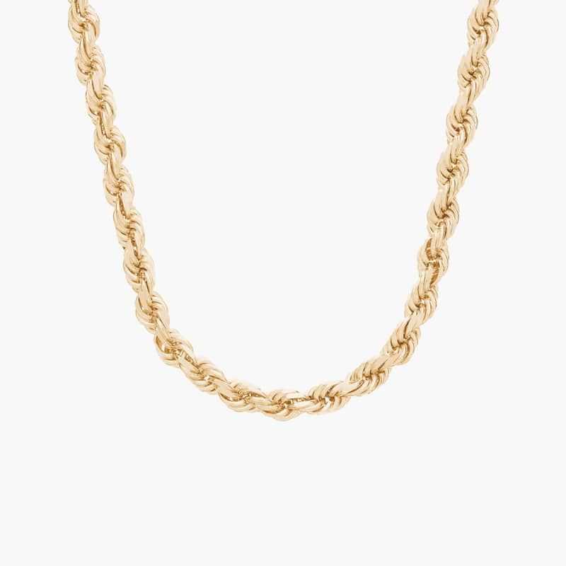 24" Men's Diamond Cut Rope Necklace in 14k Yellow Gold (4mm)