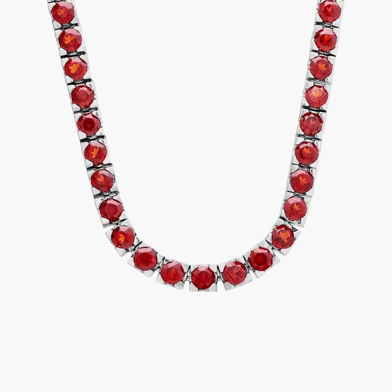 Garnet Eternity Necklace in Sterling Silver (3mm)