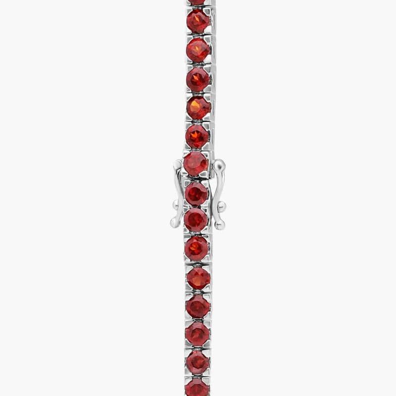 Garnet Eternity Necklace in Sterling Silver (3mm)