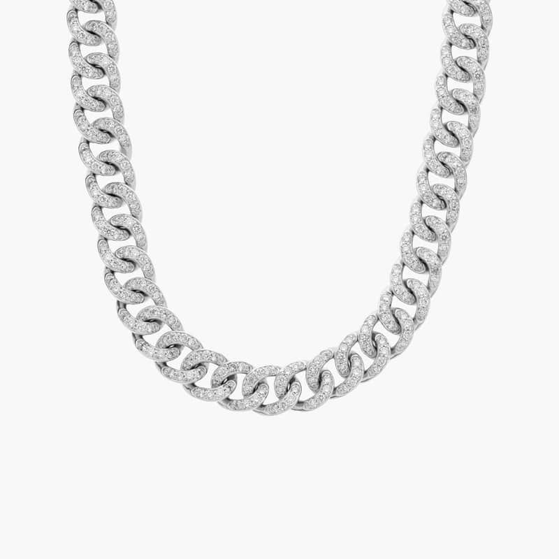 Men's Diamond Link Necklace in 14k White Gold (9 5/8 ct. tw.)