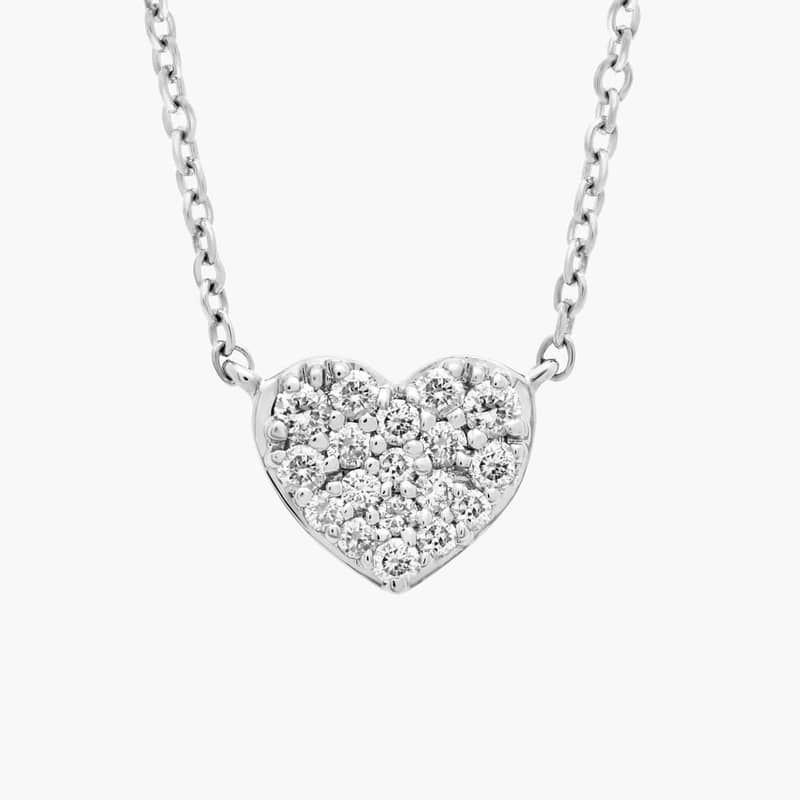 Mini Diamond Heart Necklace in 14k White Gold (1/10 ct. tw.)