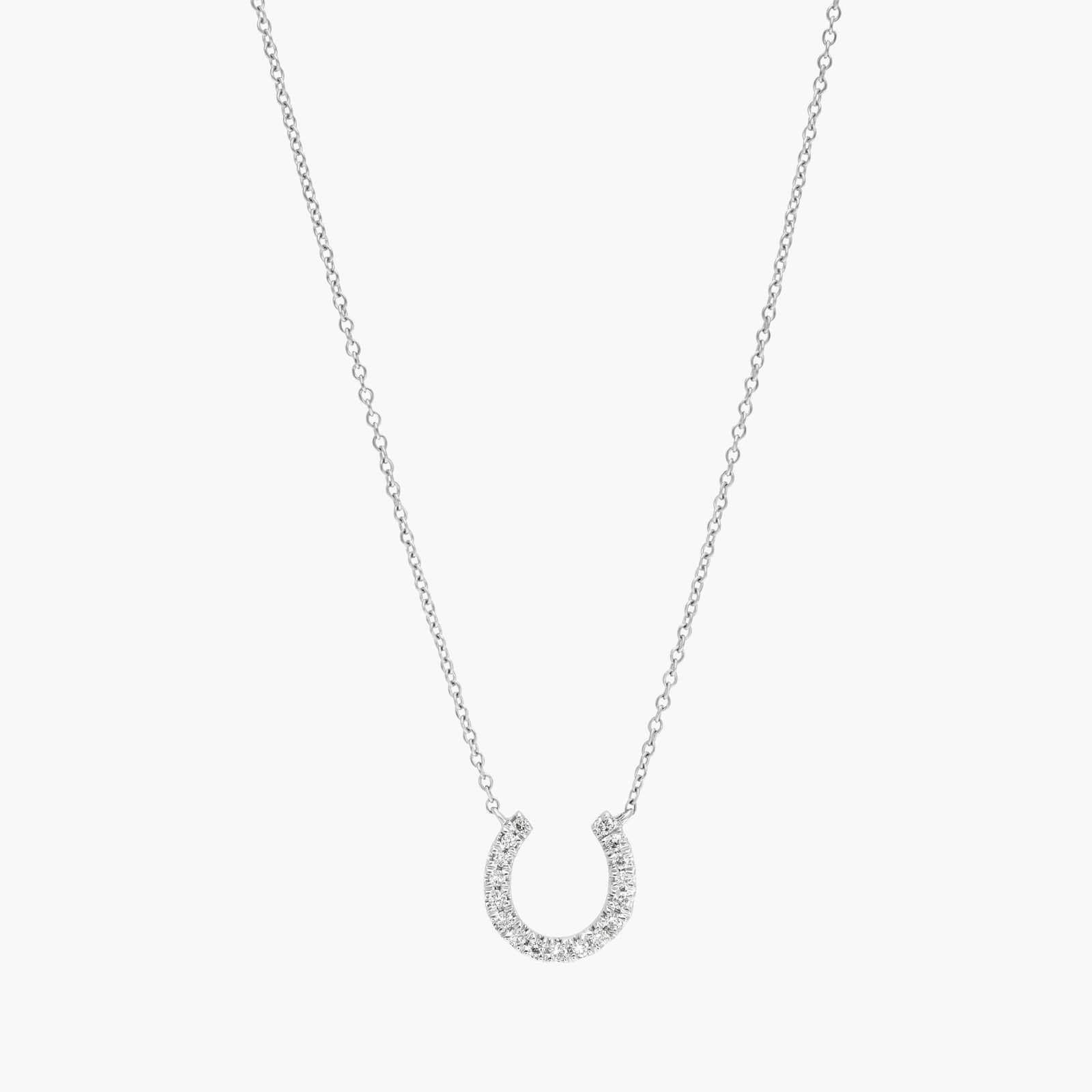 Mini Horseshoe Diamond Necklace in 14k White Gold (1/10 ct. tw.)