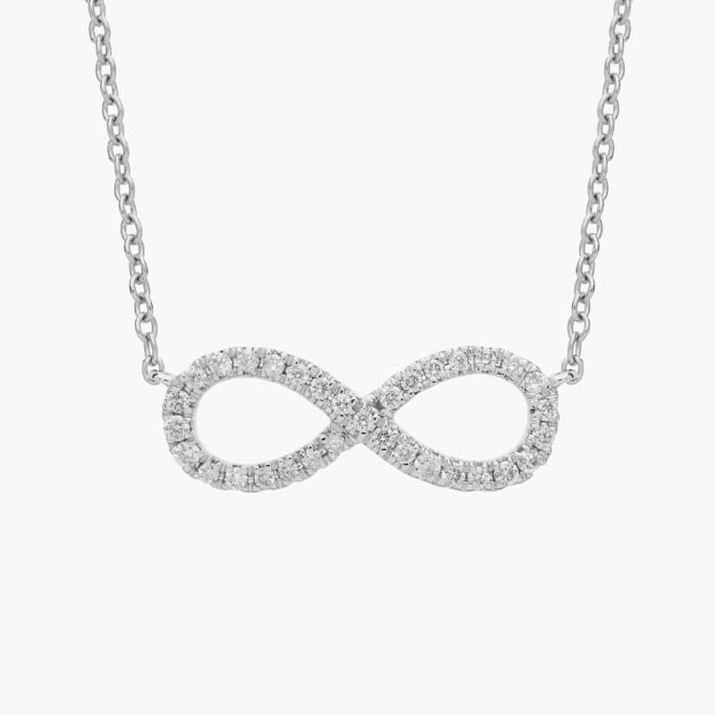 Mini Infinity Diamond Necklace in 14k White Gold