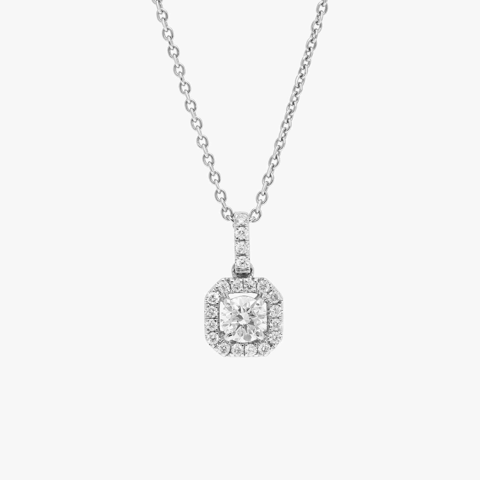 Geometric Halo Diamond Pendant in 14k White Gold (3/8 ct. tw.)