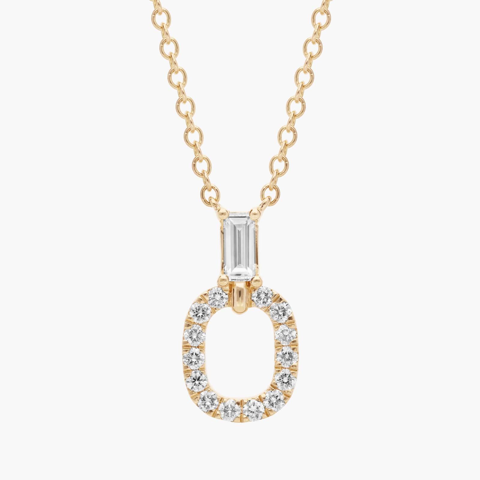 Baguette and Oval Drop Diamond Necklace in 14k Yellow Gold (1/5 ct. tw.)