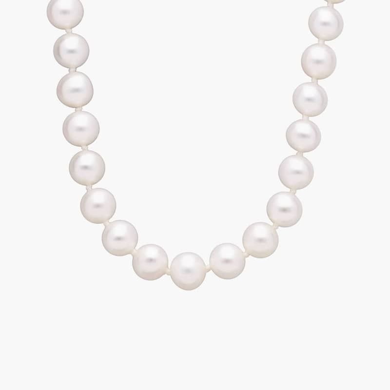 18" Freshwater Cultured Pearl Strand Necklace in 14k White Gold (7.0-7.5mm)