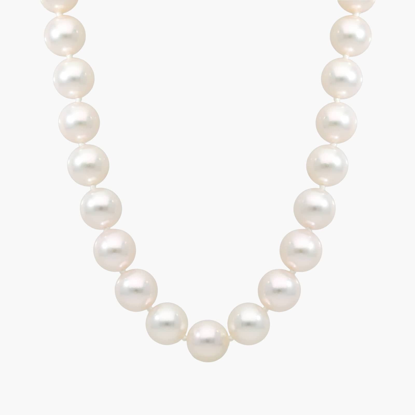 18" Premier Akoya Cultured Pearl Strand Necklace with Diamond Clasp in 18k White Gold (7.0-7.5mm)