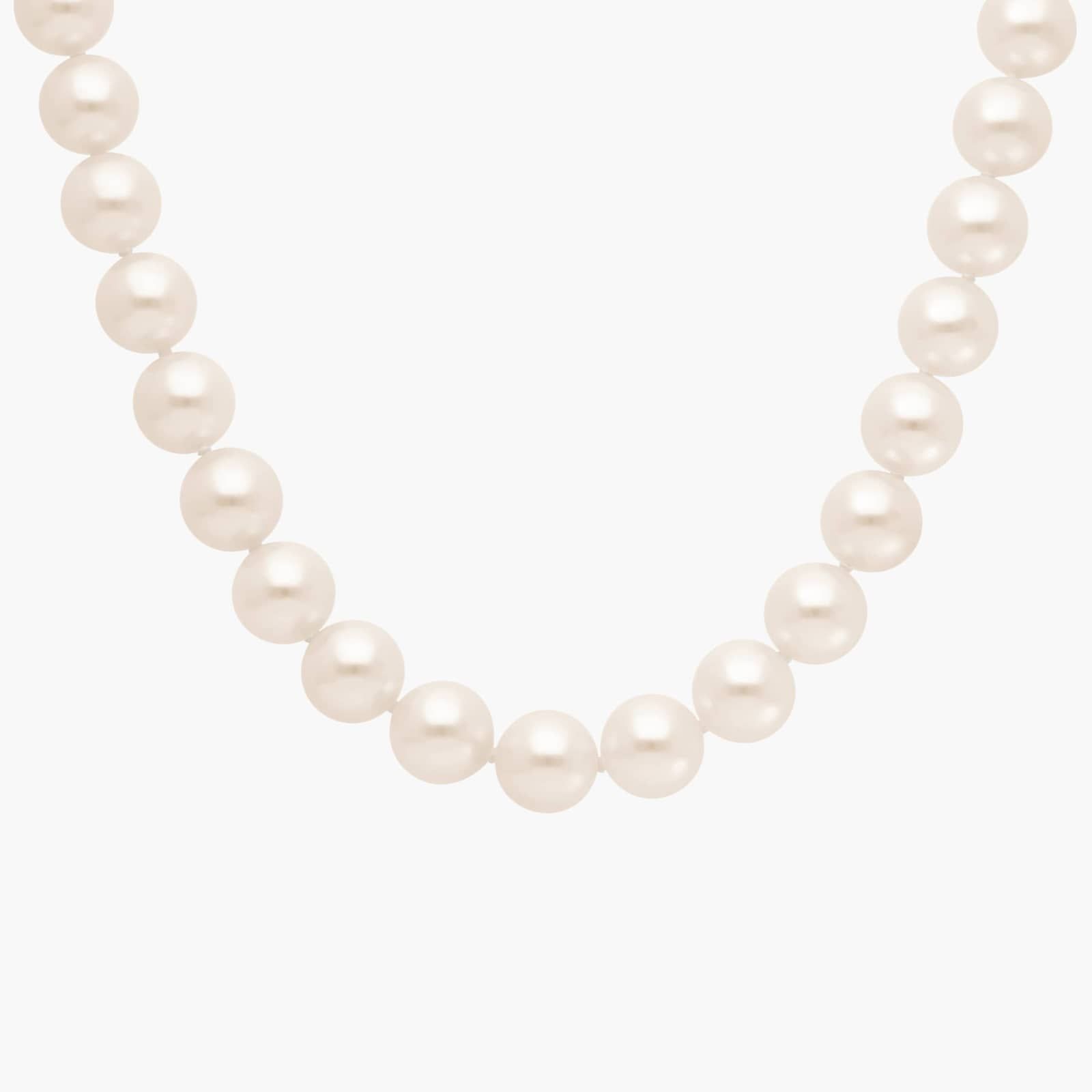 18" Premier Akoya Cultured Pearl Strand Necklace with Diamond Clasp in 18k White Gold (7.5-8.0mm)