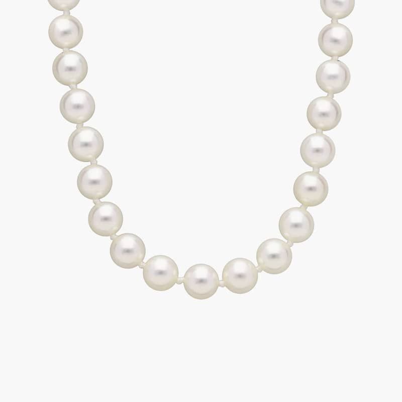 16" Classic Akoya Cultured Pearl Strand Necklace in 18k White Gold (6.5-7.0mm)