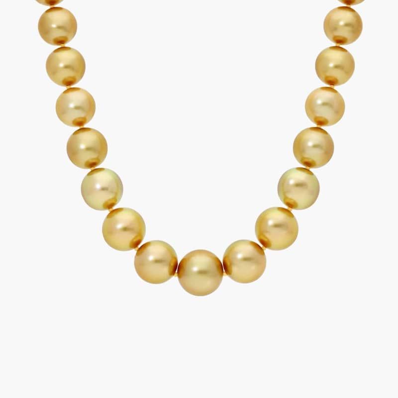 Extraordinary Collection: Golden South Sea Pearl Strand Necklace in 18k Yellow Gold (9.6-12.5mm)