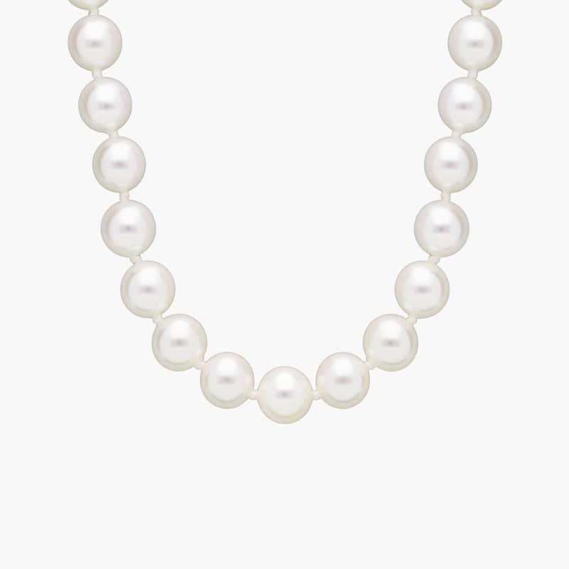 18" Classic Akoya Cultured Pearl Strand Necklace in 18k White Gold (7.0-7.5mm)