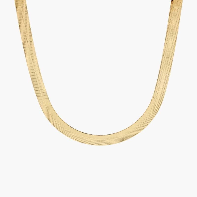 16" Herringbone Chain Necklace in 14k Italian Yellow Gold (5 mm)