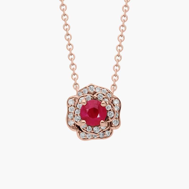 Ruby Rose Pendant in 14k Rose Gold