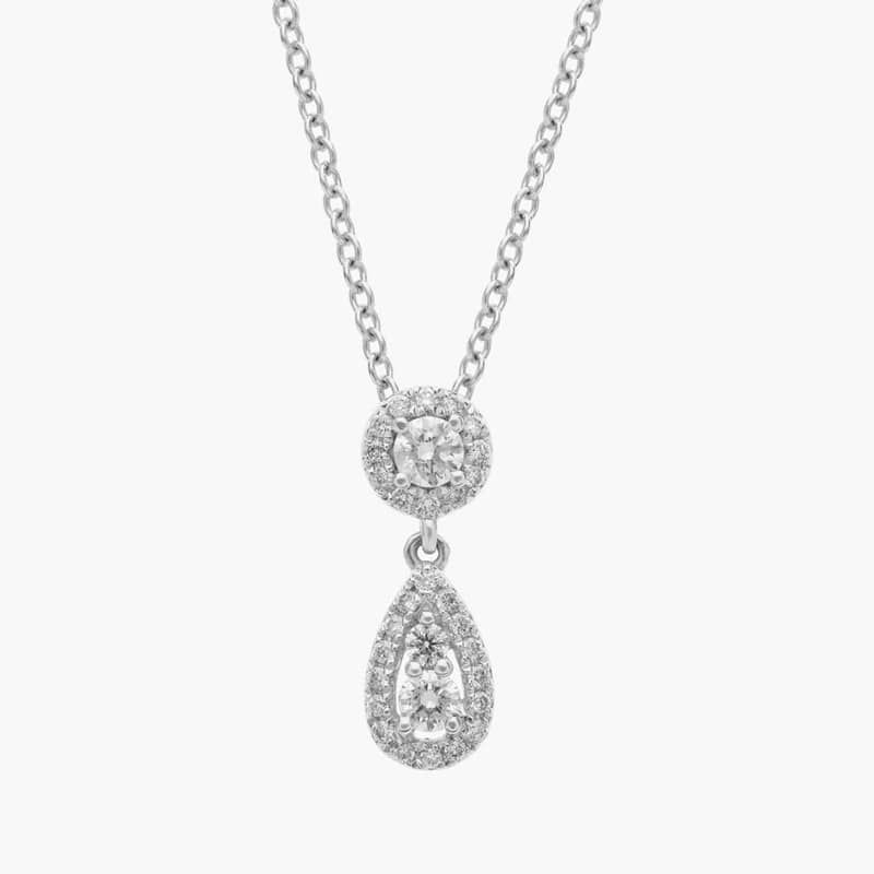 Diamond Halo Drop Pendant in 14k White Gold (1/4 ct. tw.)