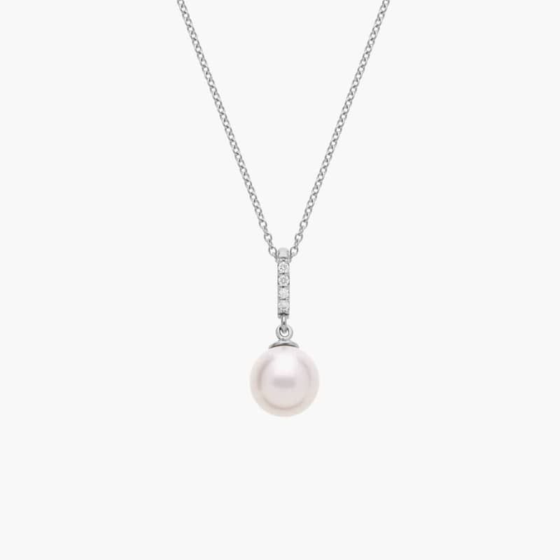 Freshwater Cultured Pearl Diamond Pendant in 14k White Gold (7.5-8mm)