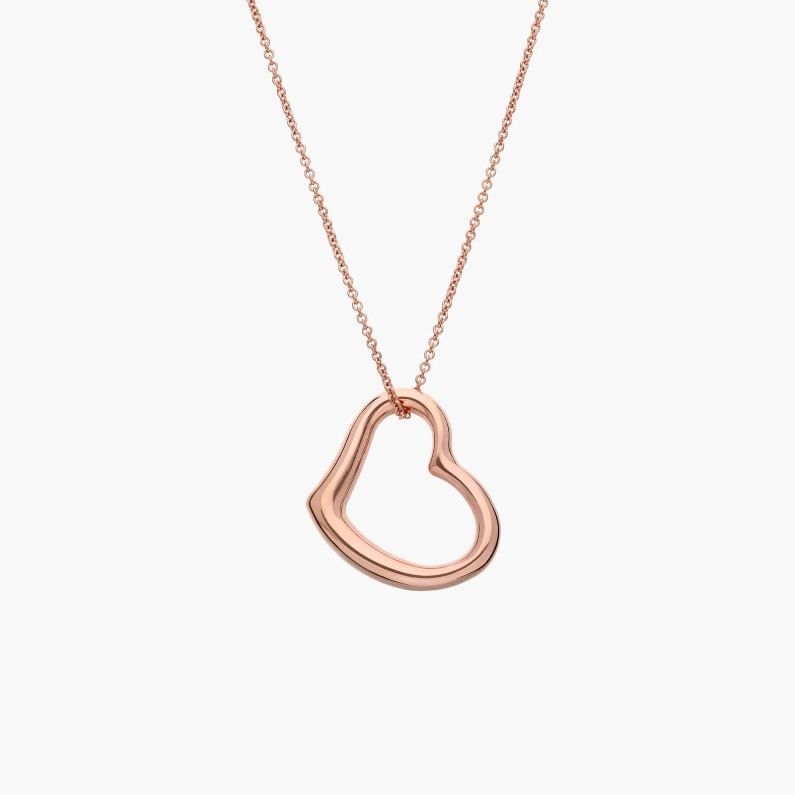 18" Open Heart Pendant in 14k Rose Gold