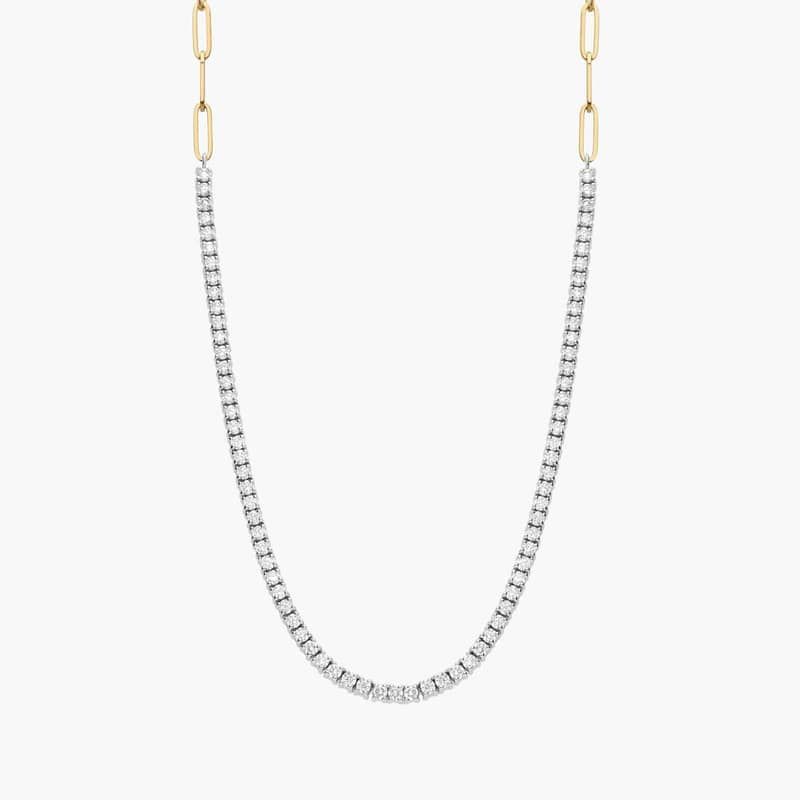 Two-Toned Diamond Paperclip Necklace in 14K Yellow Gold (2 3/4 Ct. Tw.)