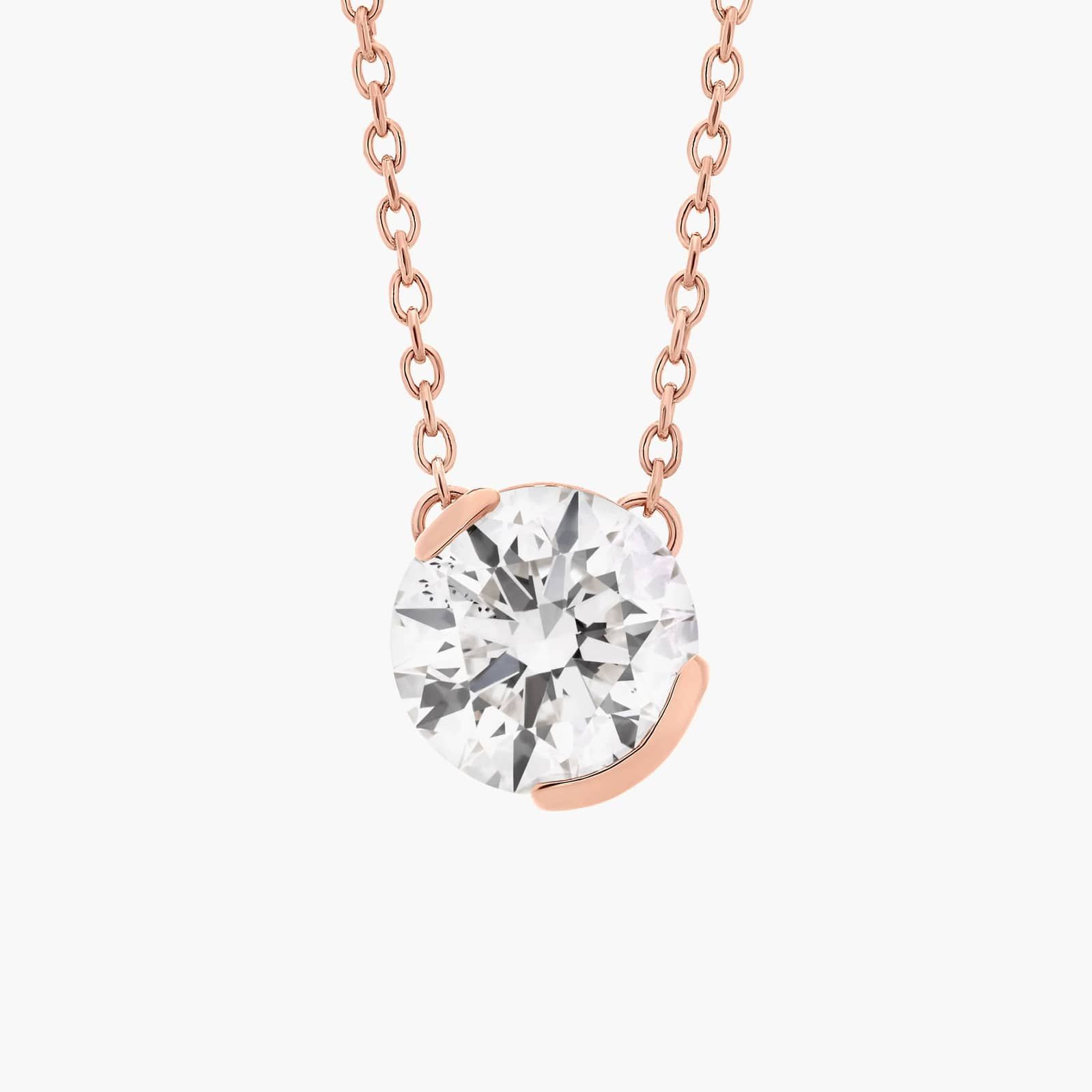 Diamond Round Partial-Bezel Solitiare Pendant in 14K Rose Gold (1 Ct. Tw.)