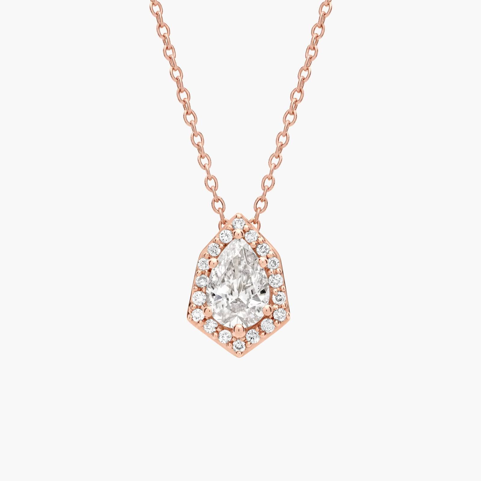 Diamond Pear Six Edge Halo Pendant in 14K Rose Gold (2/5 Ct. Tw.)