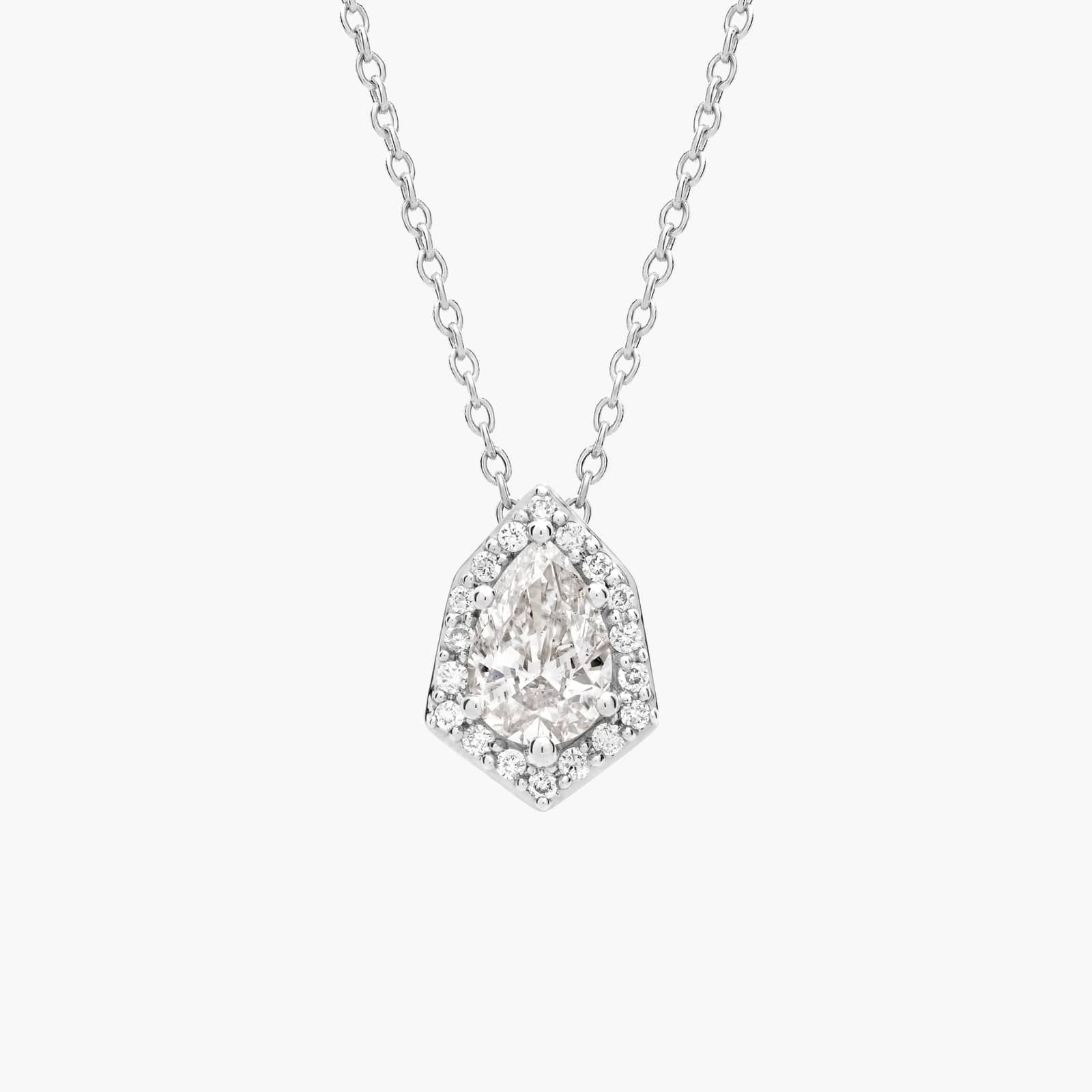 Diamond Pear Six Edge Halo Pendant in 14K White Gold (2/5 Ct. Tw.)