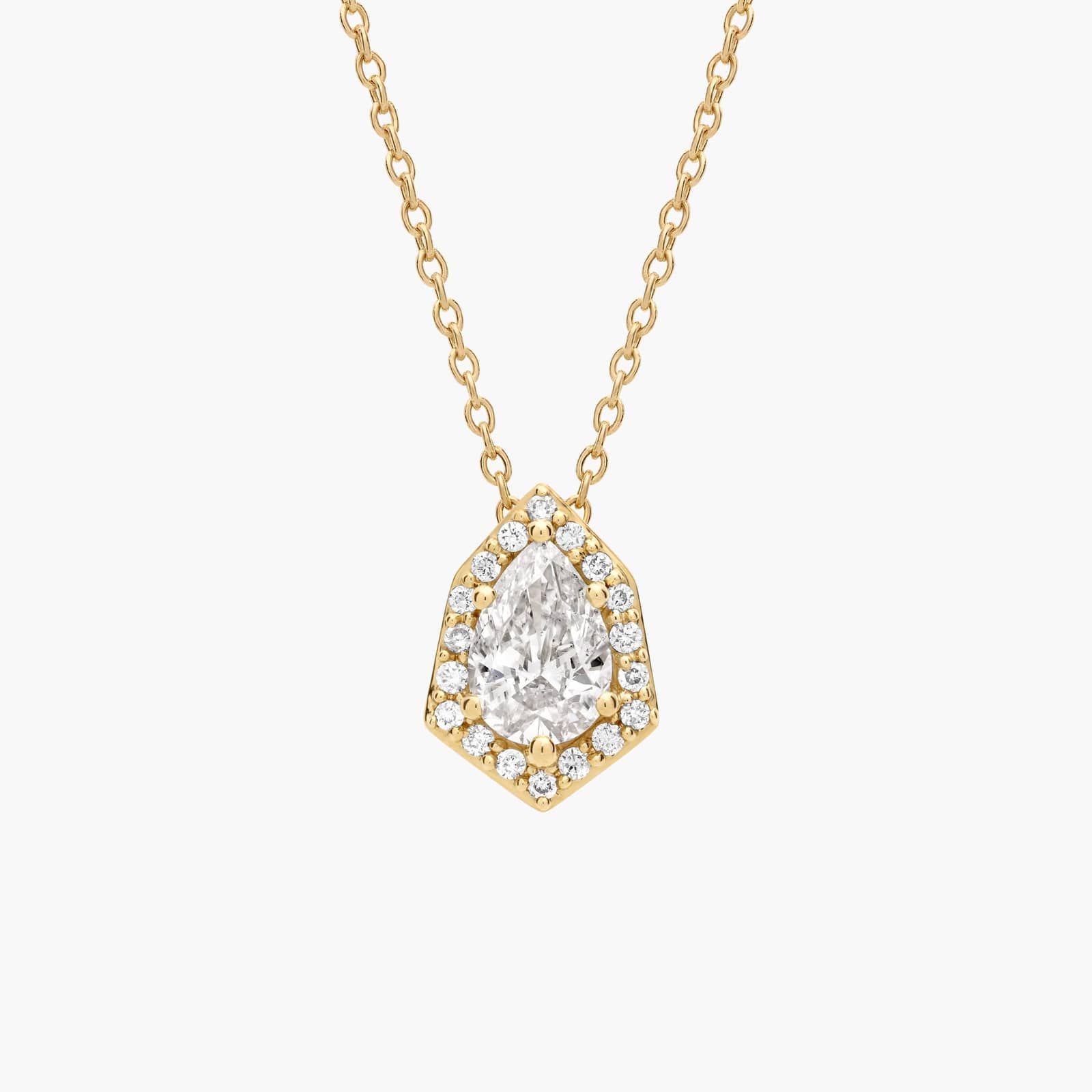 Diamond Pear Six Edge Halo Pendant in 14K Yellow Gold (2/5 Ct. Tw.)