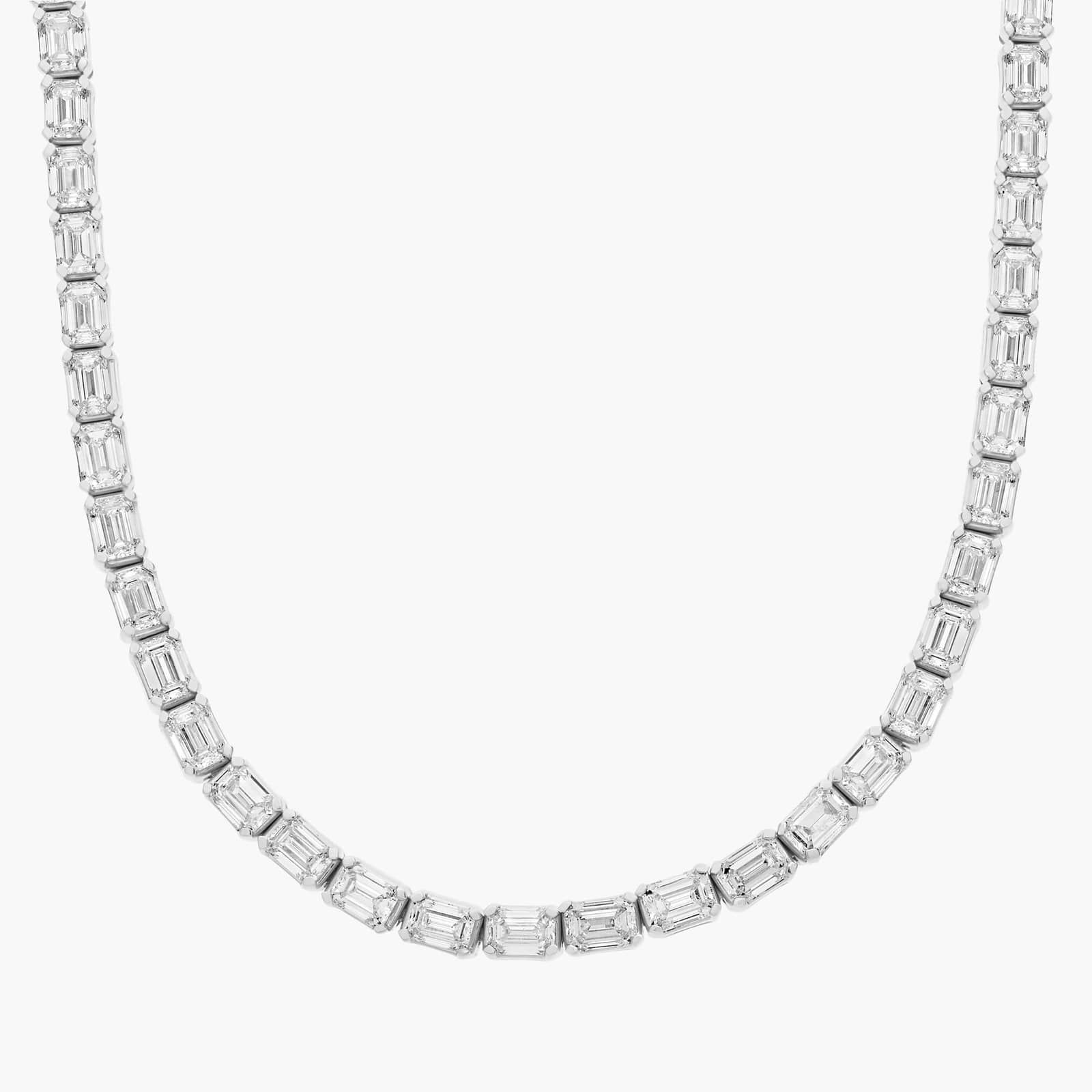 East-West Emerald Cut Diamond Eternity Necklace in 14k White Gold (13 2/3 Ct. Tw.)