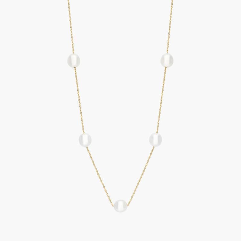 Five South Sea Pearl Station Necklace in 14K Yellow Gold (8.5-9mm)