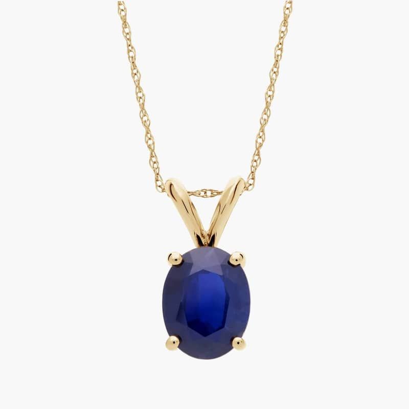 Oval Birthstone Sapphire Pendant Necklace in 14K Yellow Gold (9x7mm)