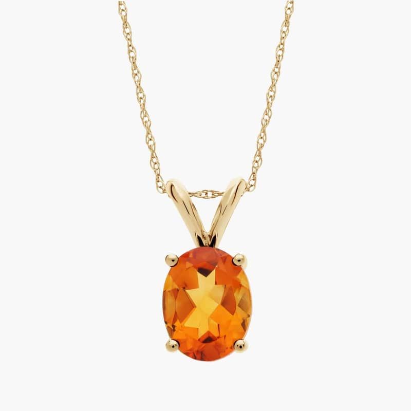 Oval Birthstone Citrine Pendant Necklace in 14K Yellow Gold (9x7mm)