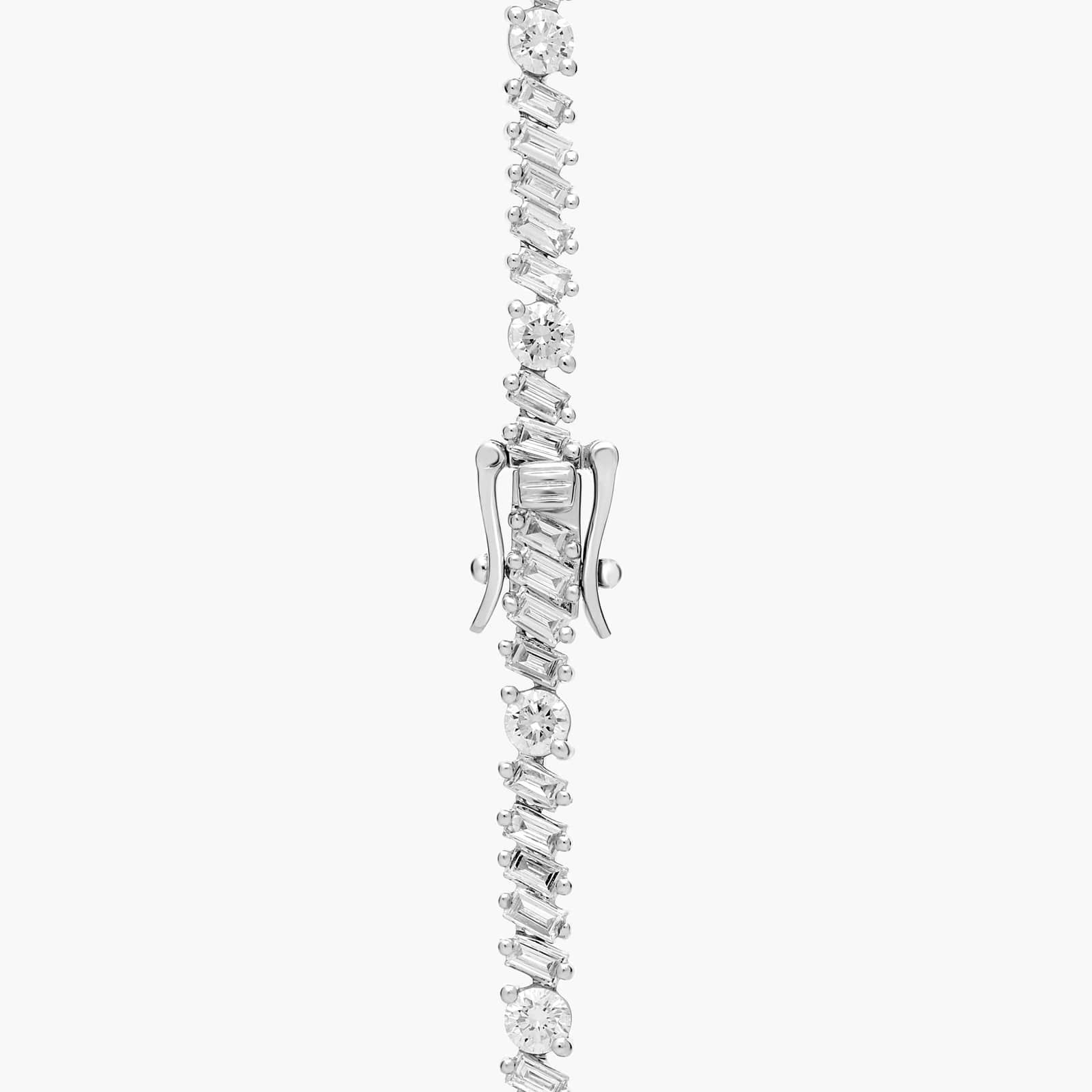 Baguette and Round Diamond Fashion Eternity Necklace in 14K White Gold (8 1/2 Ct. Tw.)