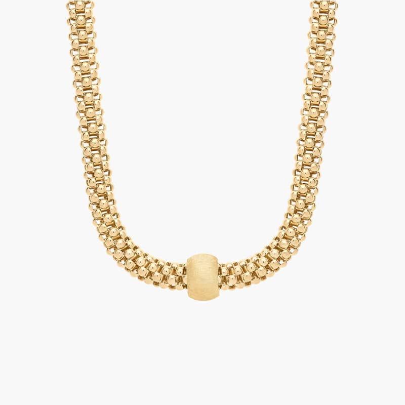 18" Popcorn Chain Textured Bead Necklace in 14K Yellow Gold