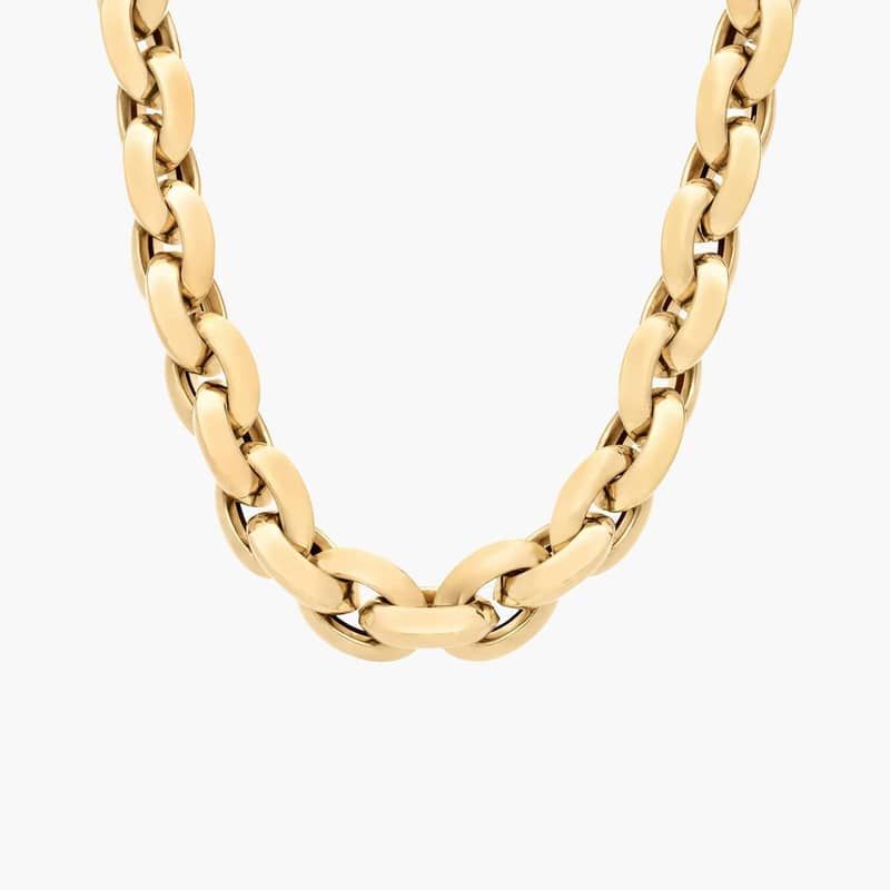 Knife Edge Oval Link Necklace in 14K Yellow Gold (11.5mm)