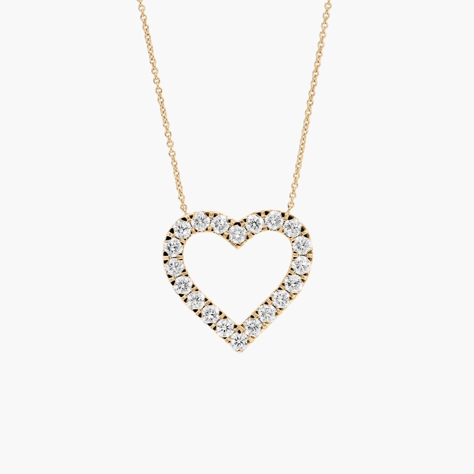 Riveria Pavé Heart Pendant Necklace with 2 CTW Round Cut Lab-Grown Diamonds in 14K Yellow Gold