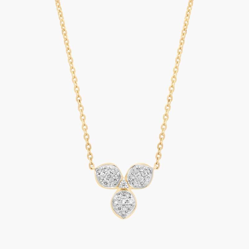 Two-Toned Pavé Diamond Petal Necklace 14K Yellow Gold (1/4 Ct. Tw.)