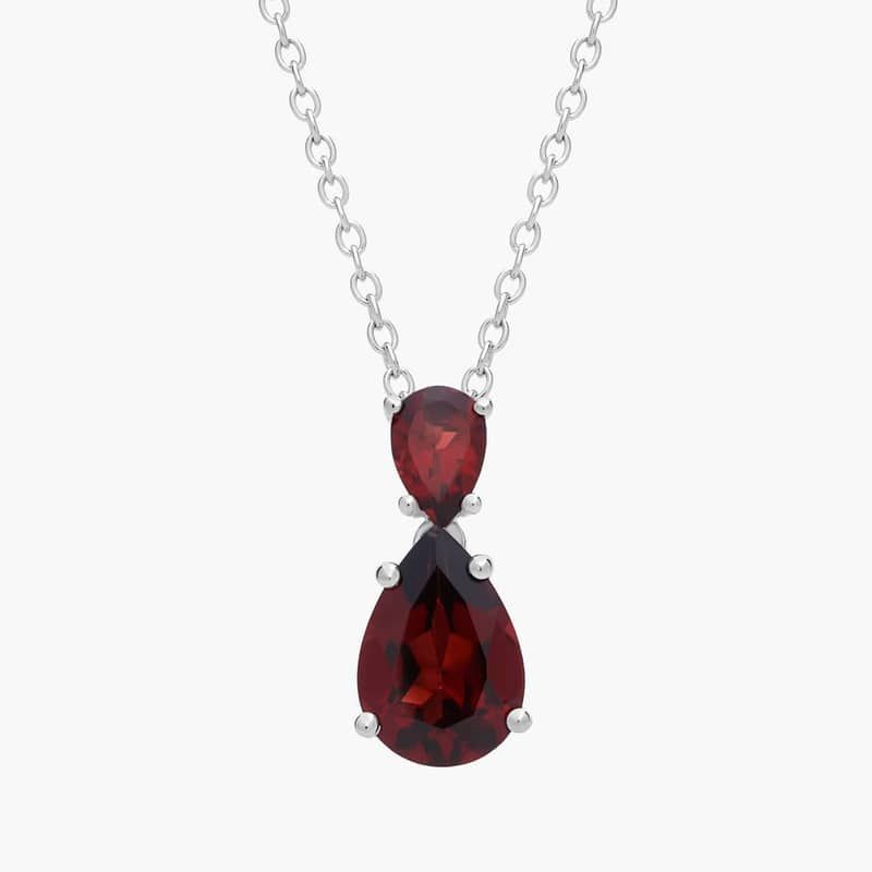 Garnet Teardrop Pendant Necklace in Sterling Silver (10x7mm)