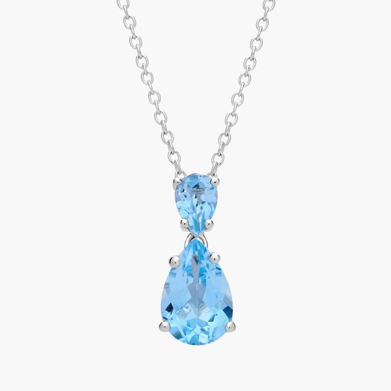 Sky Blue Topaz Teardrop Pendant Necklace in Sterling Silver (10x7mm)