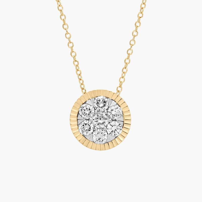 Two-Toned Lab Grown Diamond Flower Pendant Necklace in 14K Yellow Gold (3/4 Ct. Tw.)