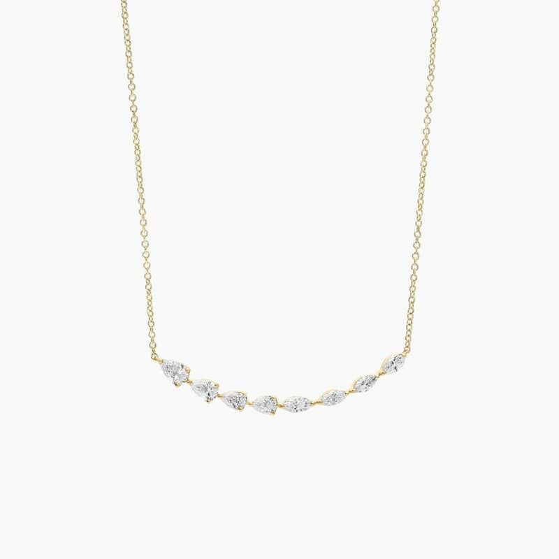 Lab Grown Pear Diamond Smile Bar Necklace in 14k Yellow Gold (1 Ct. Tw.)