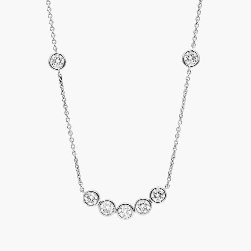 Smile Necklace With Bezel Set Lab-Grown Diamonds in 14K White Gold