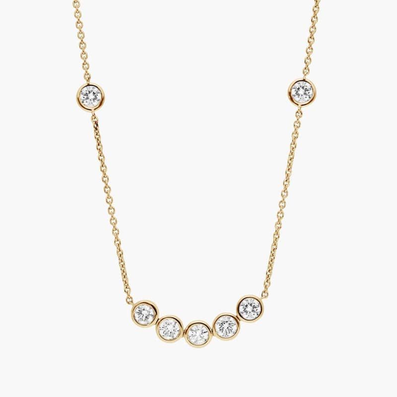 Smile Necklace With Bezel Set Lab-Grown Diamonds in 14K Yellow Gold