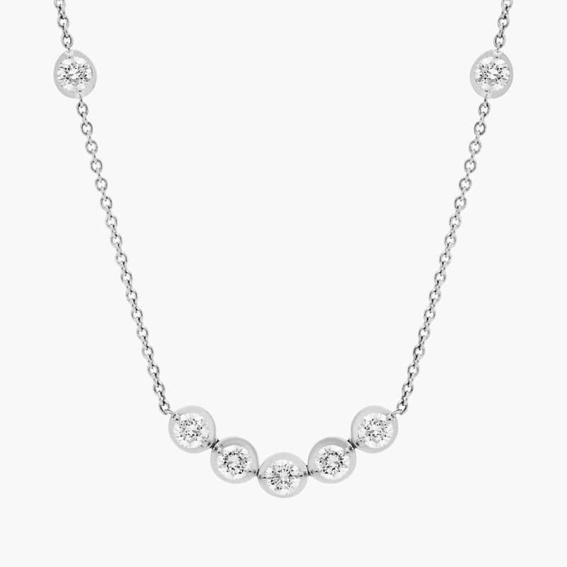 Illusion Smile Necklace With Lab-Grown Diamonds in 14K White Gold