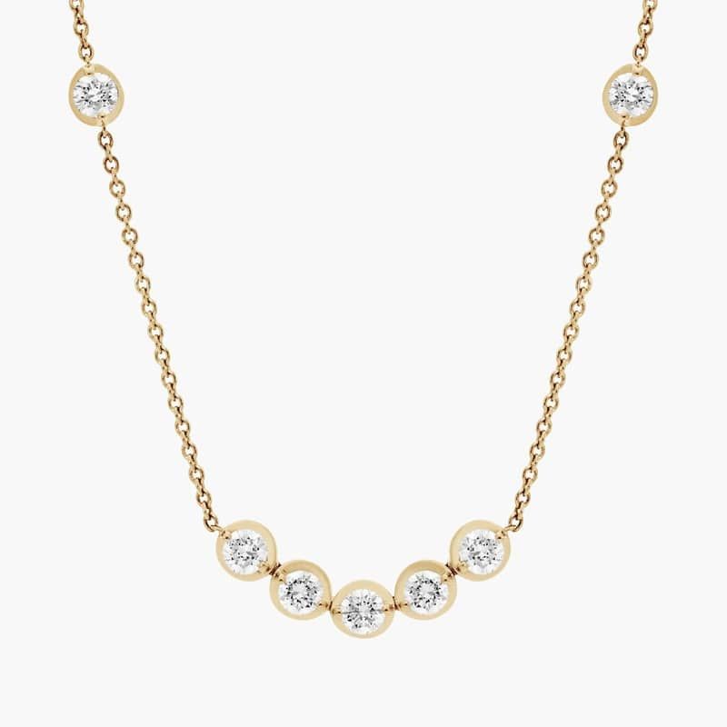 Illusion Smile Necklace With Lab-Grown Diamonds in 14K Yellow Gold