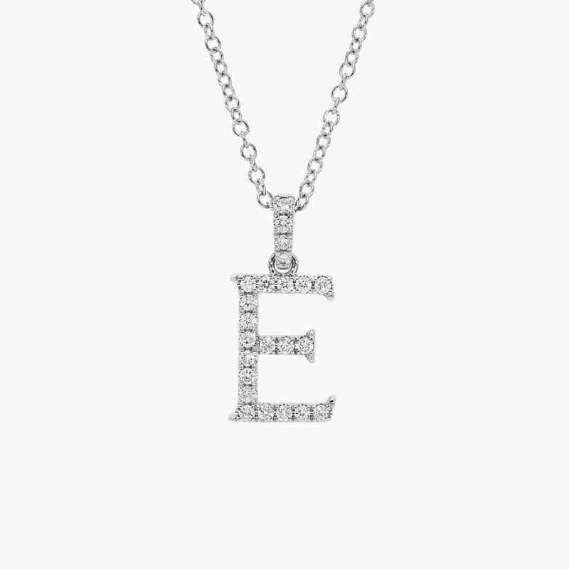 Lab-Grown Diamond Initial E Pendant In 14K White Gold
