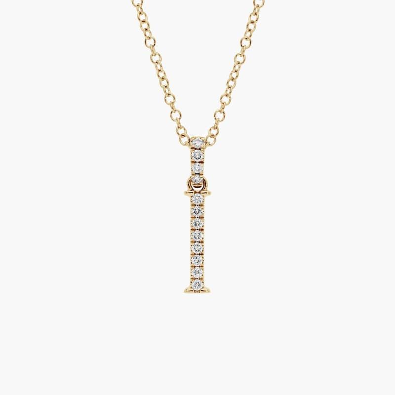 Lab-Grown Diamond Initial I Pendant Necklace In 14K Yellow Gold